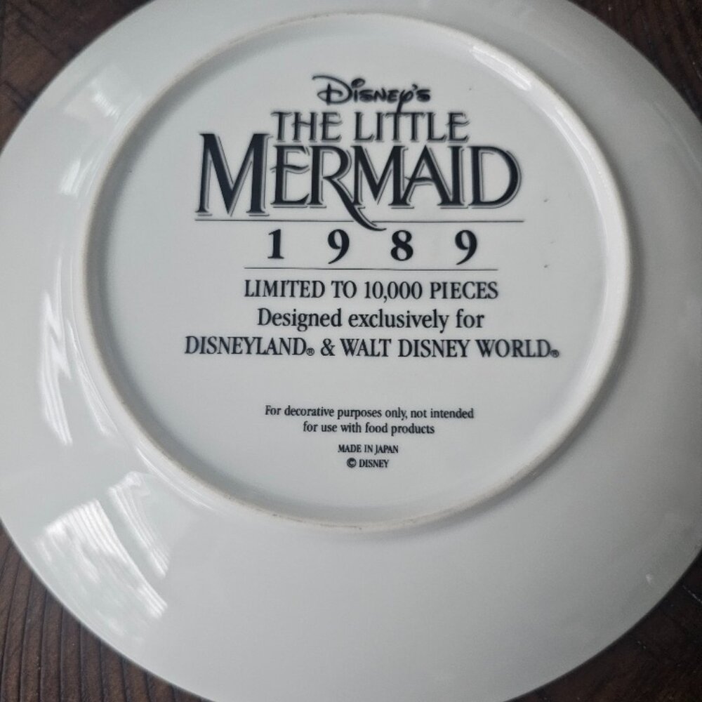 Vintage Disney Collectible Plate Limited Edition 1989 Little Mermaid Ariel - Picture 2 of 3